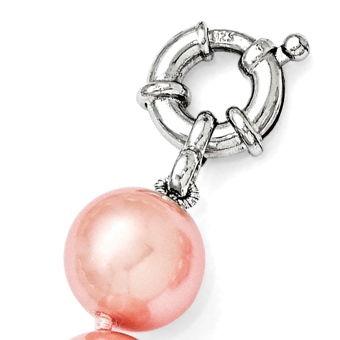 Majestik Sterling Silver Rhodium-plated 12-13mm Pink Imitation Shell Pearl Hand-knotted Necklace