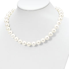 Majestik Sterling Silver Rhodium-plated 12-13mm White Imitation Shell Pearl Hand-knotted Necklace