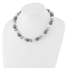 SS Majestik  RH-pl 12-13mm Blk/Wht/Grey Imit Shell Pearl Necklace