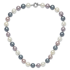 SS Majestik  RH-pl 12-13mm Blk/Wht/Grey Imit Shell Pearl Necklace