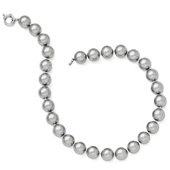 Majestik Sterling Silver Rhodium-plated 14-15mm Grey Imitation Shell Pearl Hand-knotted Necklace