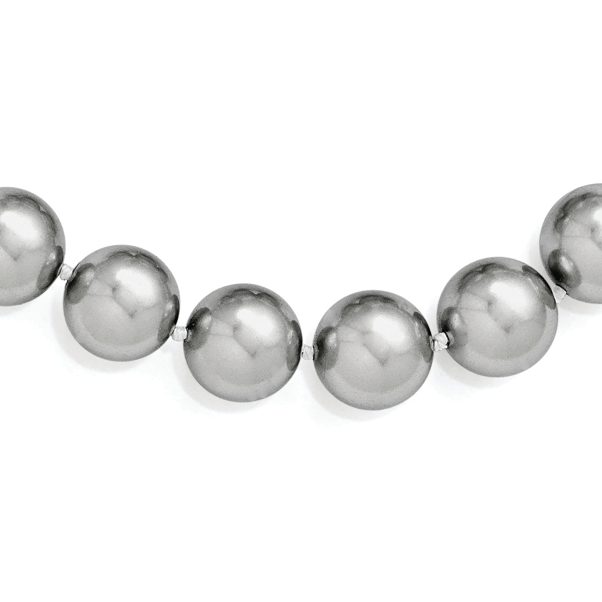 Majestik Sterling Silver Rhodium-plated 14-15mm Grey Imitation Shell Pearl Hand-knotted Necklace