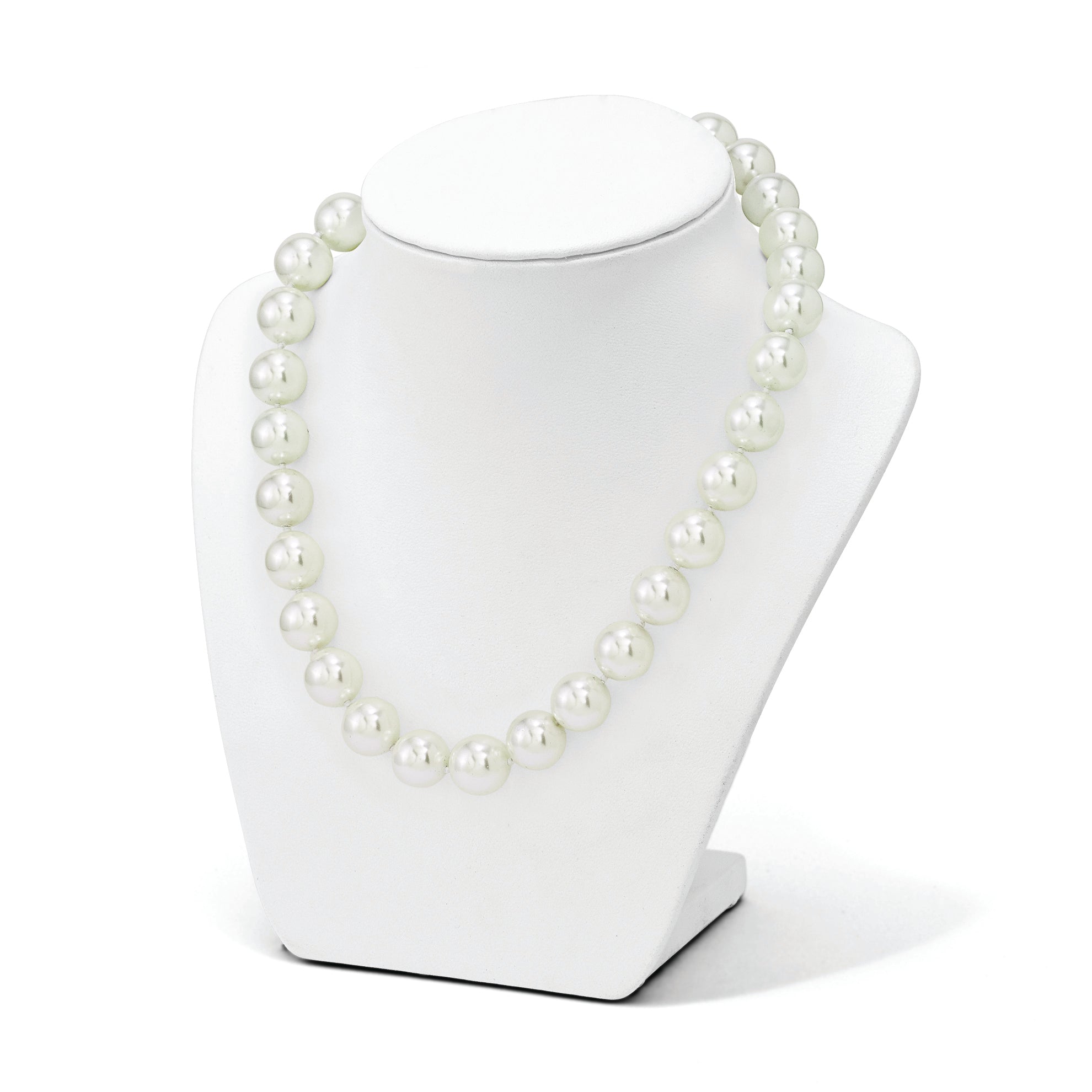 Majestik Sterling Silver Rhodium-plated 14-15mm White Imitation Shell Pearl Hand-knotted Necklace