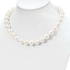 Majestik Sterling Silver Rhodium-plated 14-15mm White Imitation Shell Pearl Hand-knotted Necklace