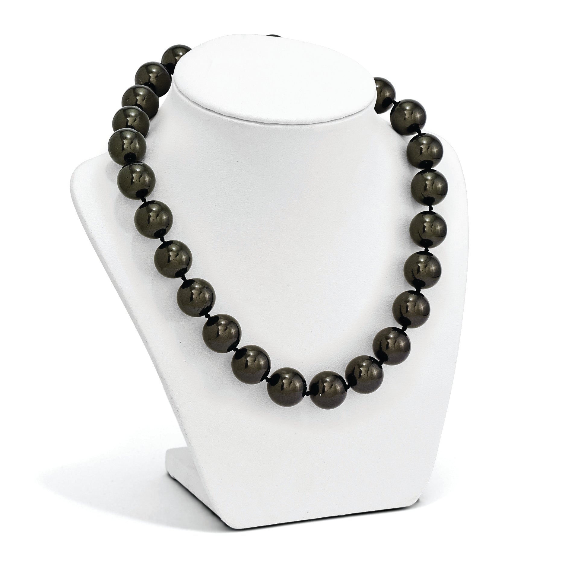 Sterling S Majestik Rh-pl 16-17mm Blk Imitat Shell Pearl Hand Knotted Neckl