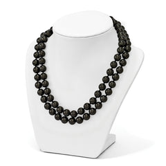 Sterling S Majestik Rh-pl 2 Row 10-11mm Blk Imitat Shell Pearl Necklace