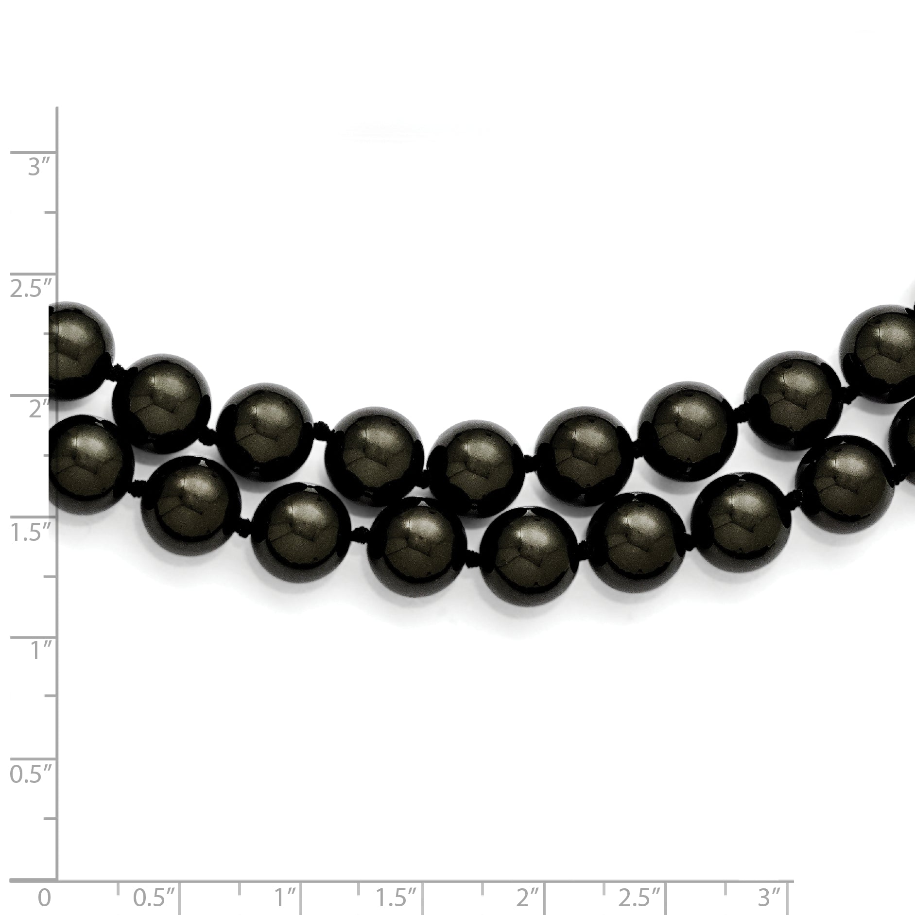 Sterling S Majestik Rh-pl 2 Row 10-11mm Blk Imitat Shell Pearl Necklace