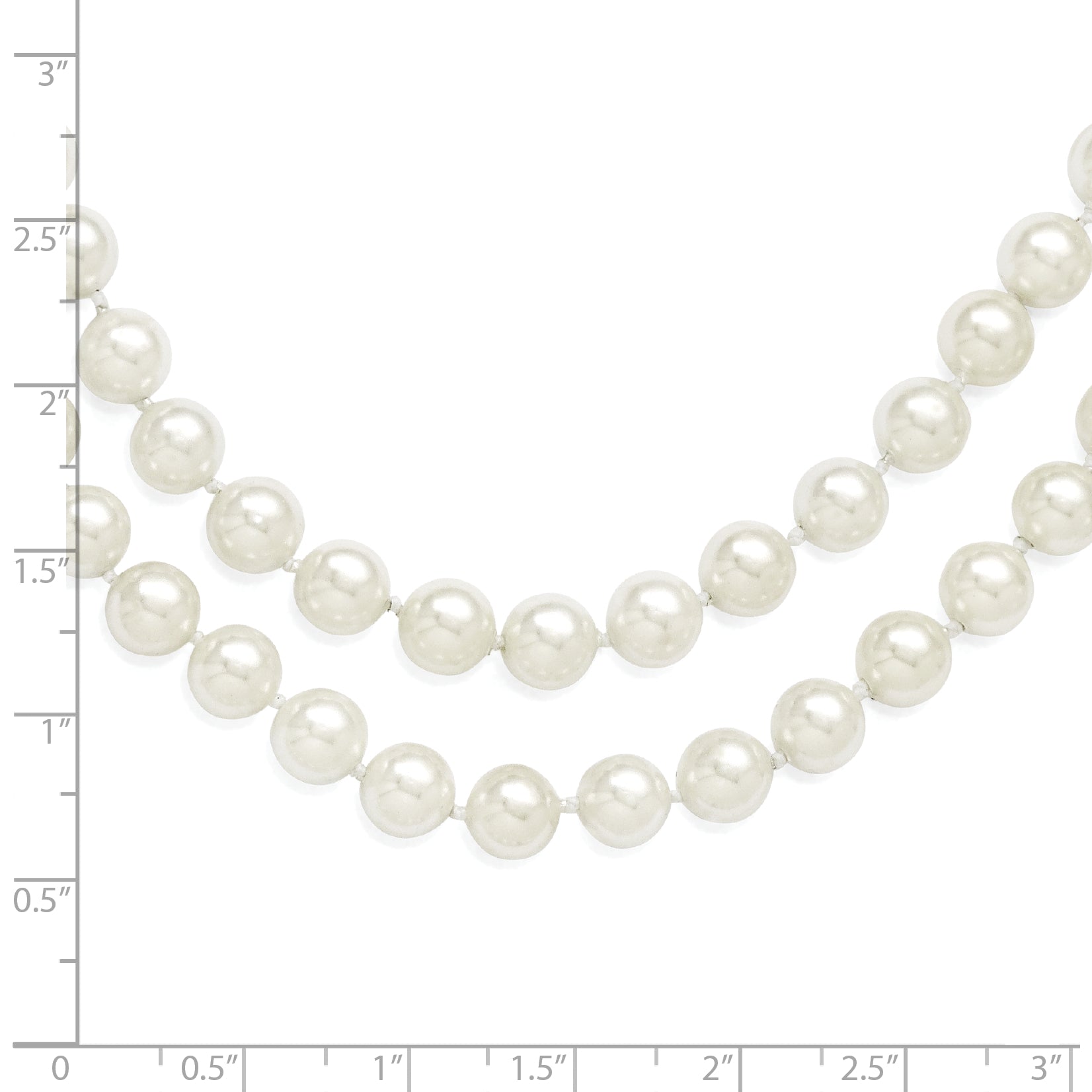 Majestik Sterling Silver Rhodium-plated 2 Row 7-8mm White Imitation Shell Pearl Hand-knotted Necklace