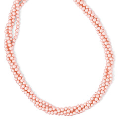 Sterling Silver Majestik 4Row 4-5mm Pink Shell Bead Twist Necklace