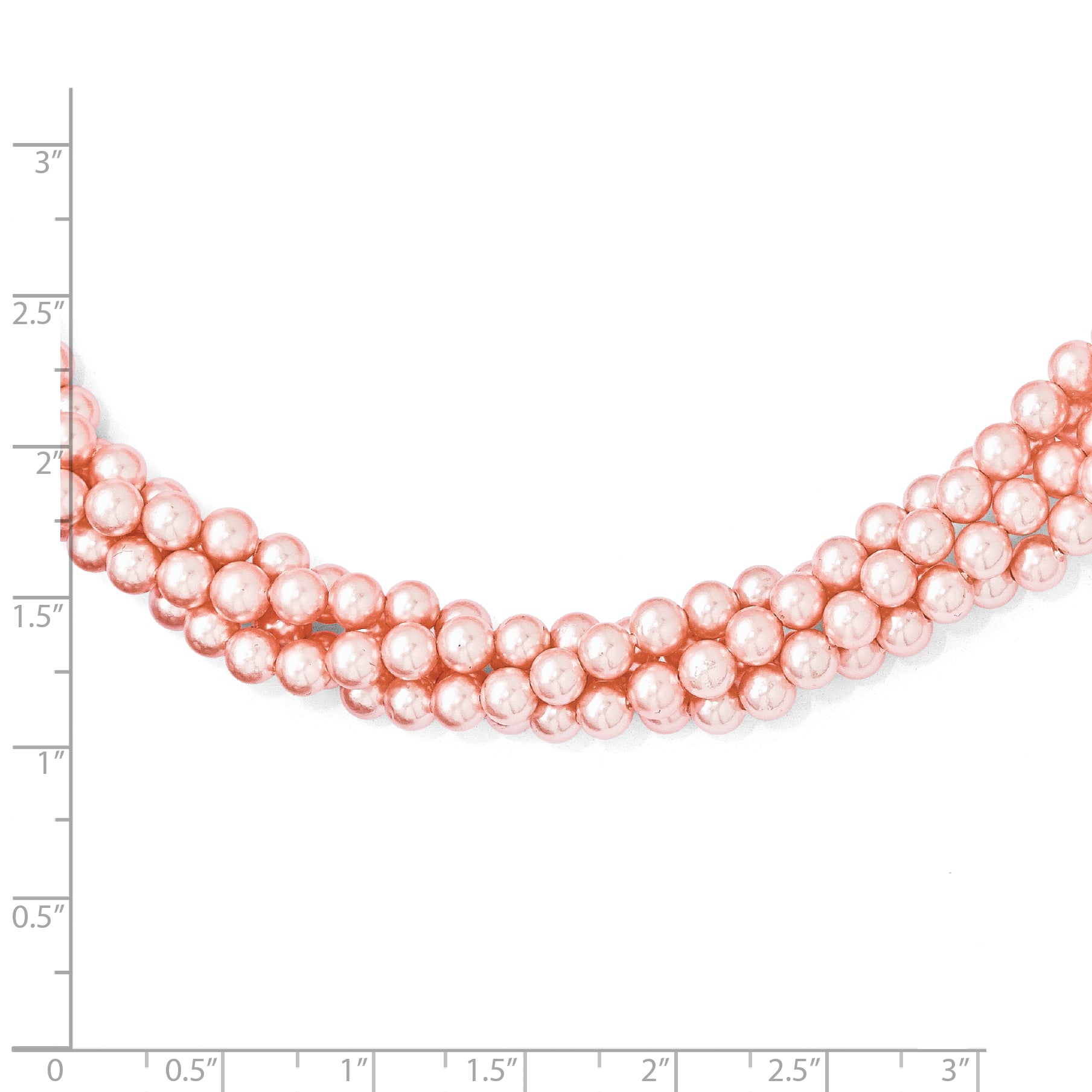 Sterling Silver Majestik 4Row 4-5mm Pink Shell Bead Twist Necklace