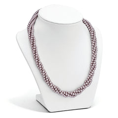 Sterling Silver 925 Beaded Necklace with Purple Shell Twist Pearls