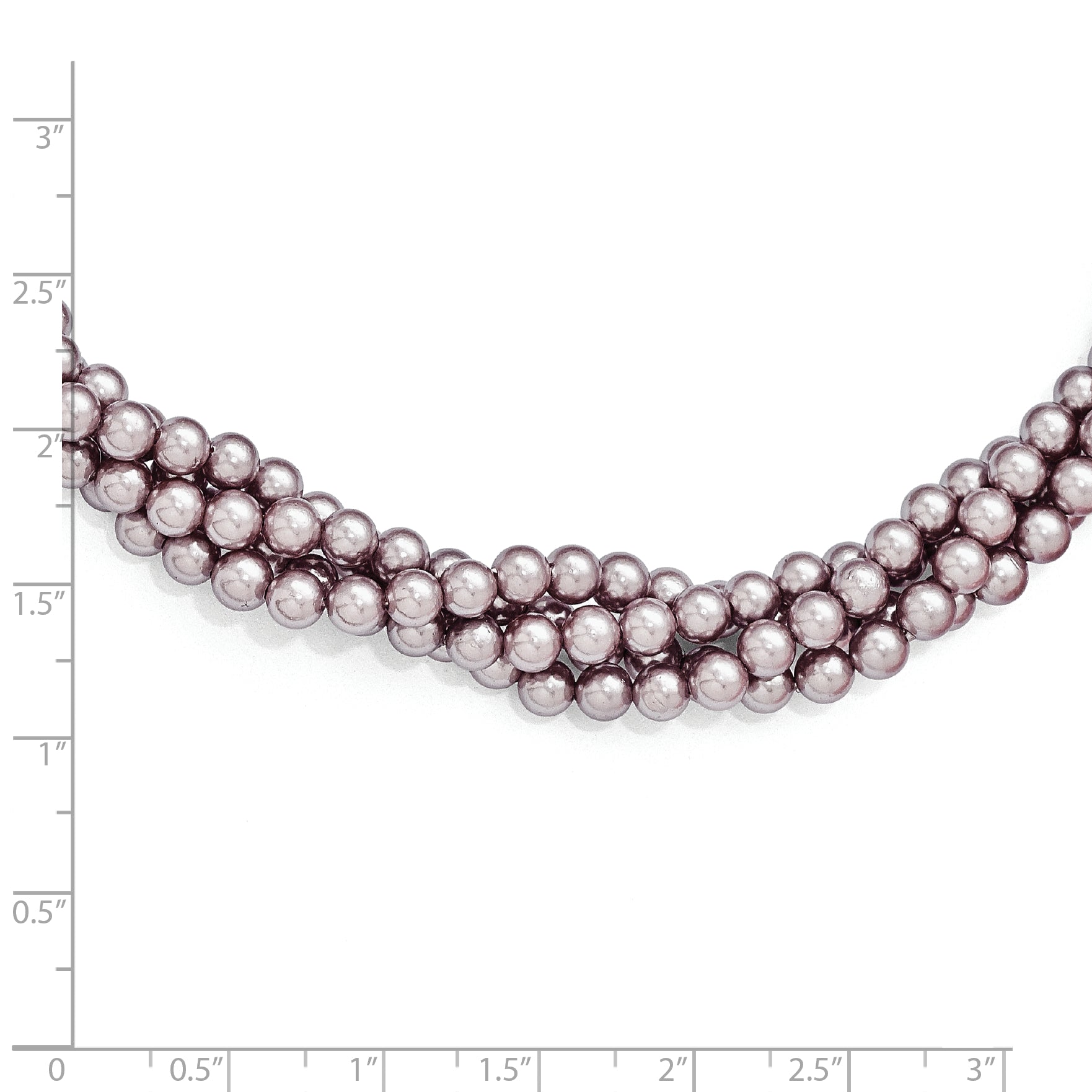 Sterling Silver 925 Beaded Necklace with Purple Shell Twist Pearls