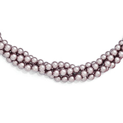 Sterling Silver Majestik 4Row 4-5mm Purple Shell Bead Twist Necklace