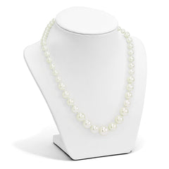 Majestik Sterling Silver Rhodium-plated 6-12mm Graduated White Imitation Shell Pearl Hand-knotted Necklace