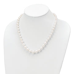 Majestik Sterling Silver Rhodium-plated 6-12mm Graduated White Imitation Shell Pearl Hand-knotted Necklace