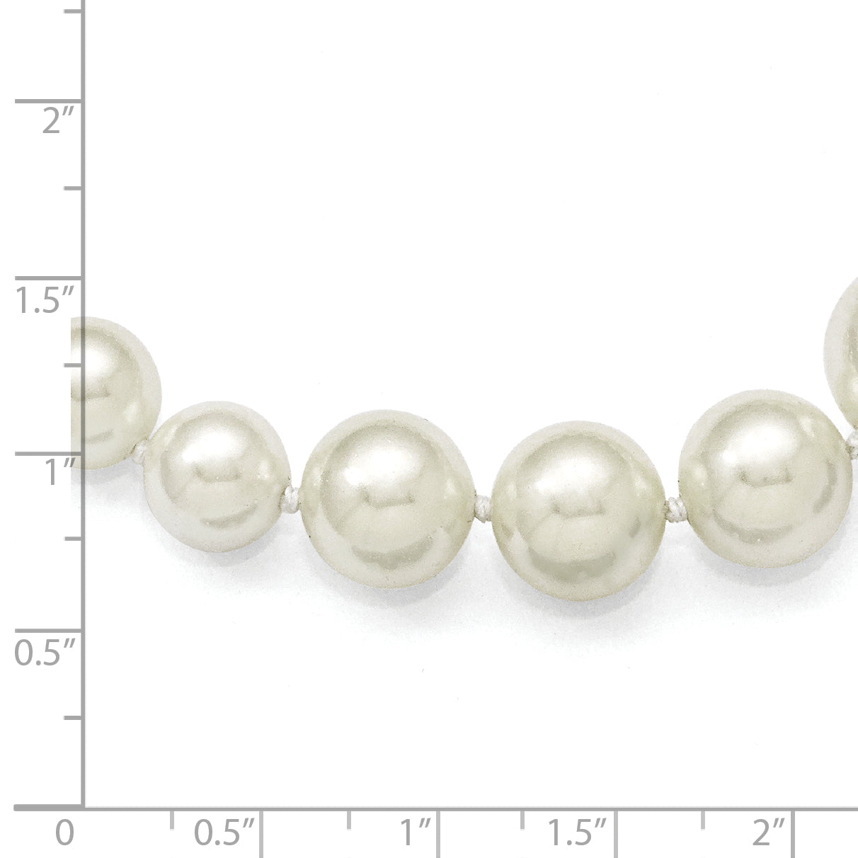 Majestik Sterling Silver Rhodium-plated 6-12mm Graduated White Imitation Shell Pearl Hand-knotted Necklace