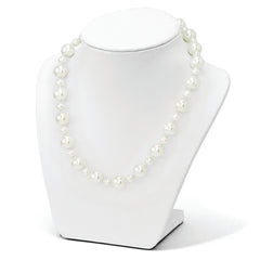 Sterling S Majestik Rh-pl 7&12mm Wht Imitat Shell Pearl Hand Knotted Neckla