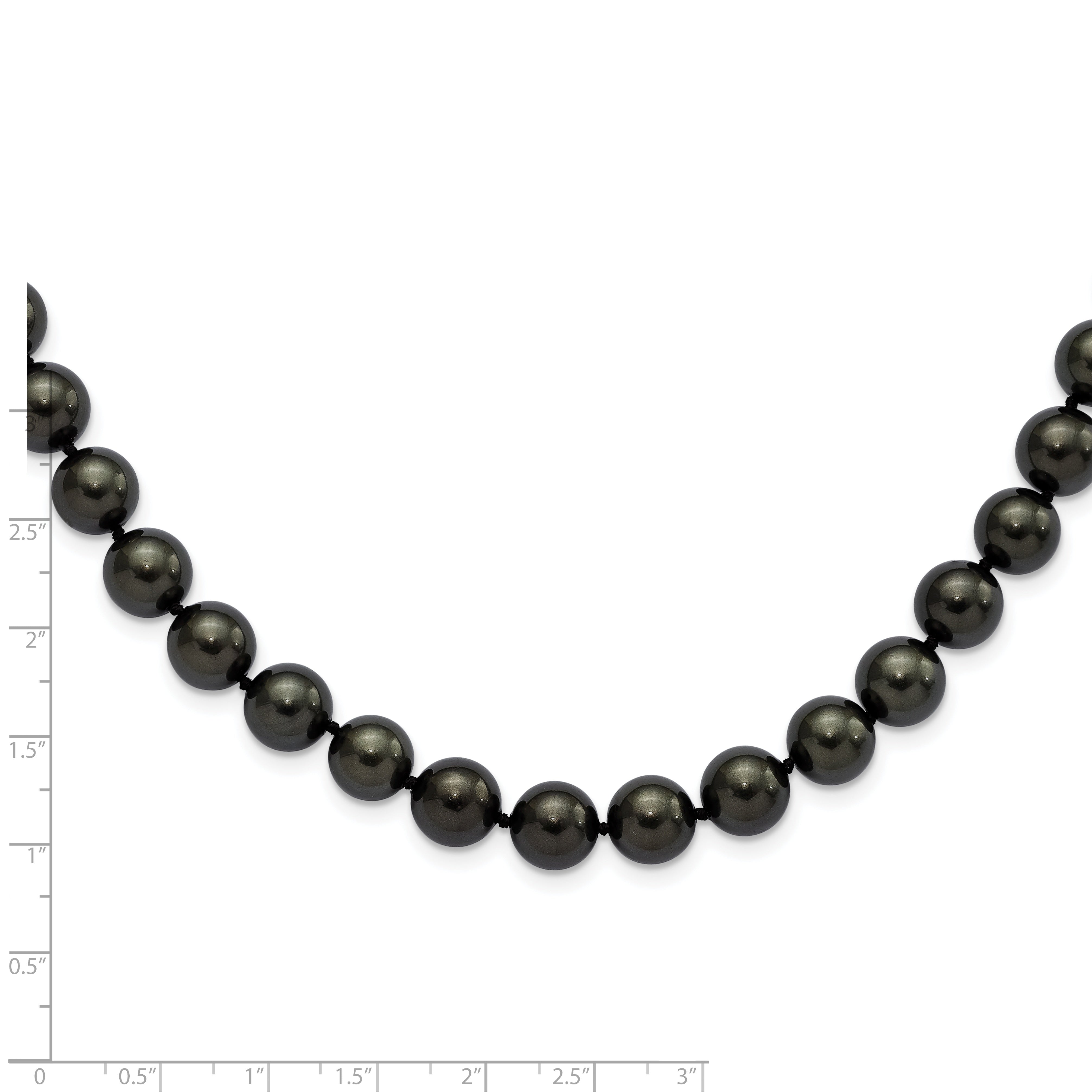 Majestic Sterling Silver Rhodium-plated 10-11mm Black Imitation Shell Pearl Hand-knotted Necklace