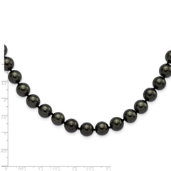 Majestic Sterling Silver Rhodium-plated 10-11mm Black Imitation Shell Pearl Hand-knotted Necklace