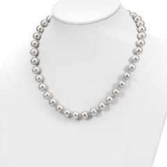 Majestic Sterling Silver Rhodium-plated 10-11mm Grey Imitation Shell Pearl Hand-knotted Necklace