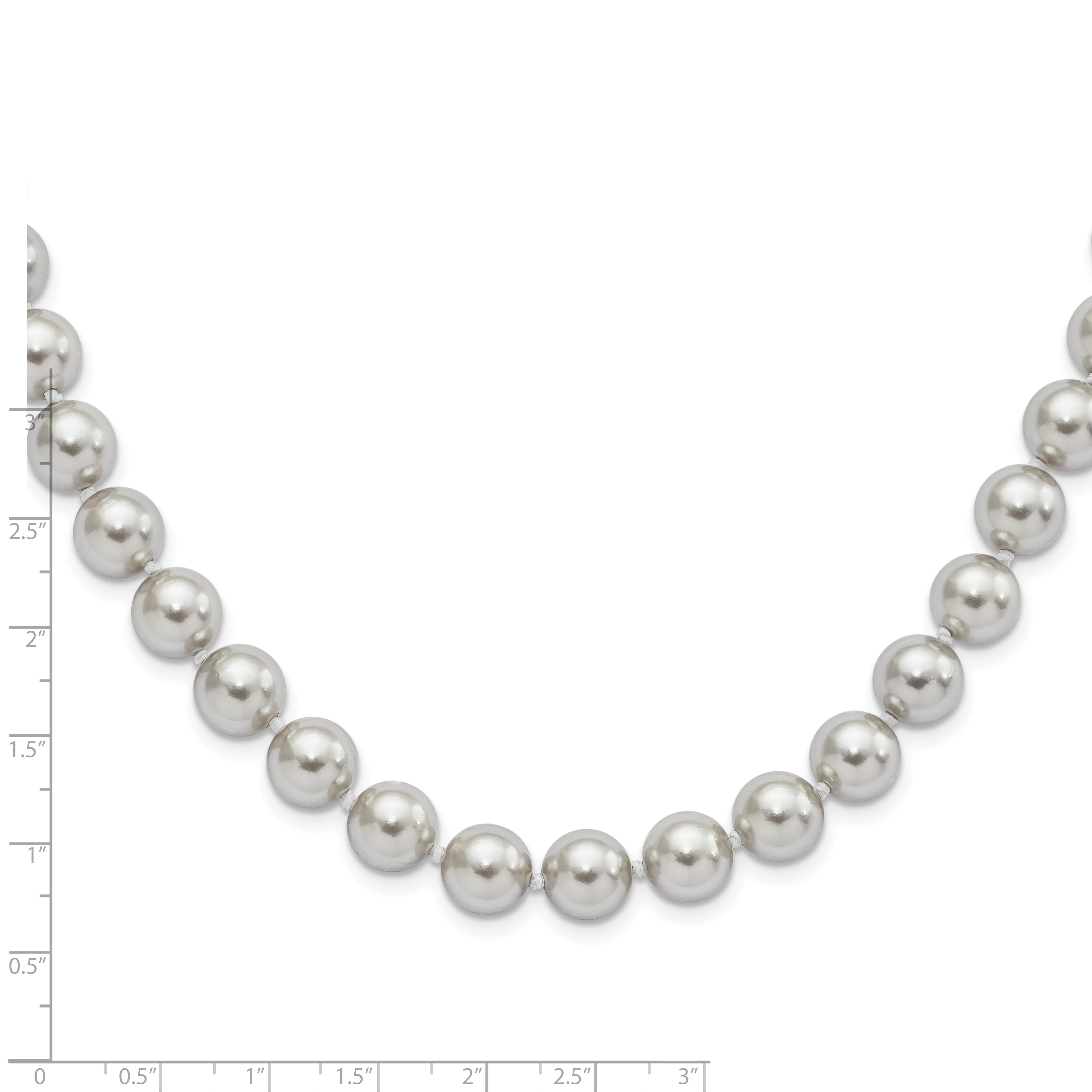 Majestic Sterling Silver Rhodium-plated 10-11mm Grey Imitation Shell Pearl Hand-knotted Necklace