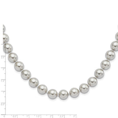 Majestic Sterling Silver Rhodium-plated 10-11mm Grey Imitation Shell Pearl Hand-knotted Necklace