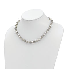 Majestic Sterling Silver Rhodium-plated 8-9mm Grey Imitation Shell Pearl Hand-knotted Necklace