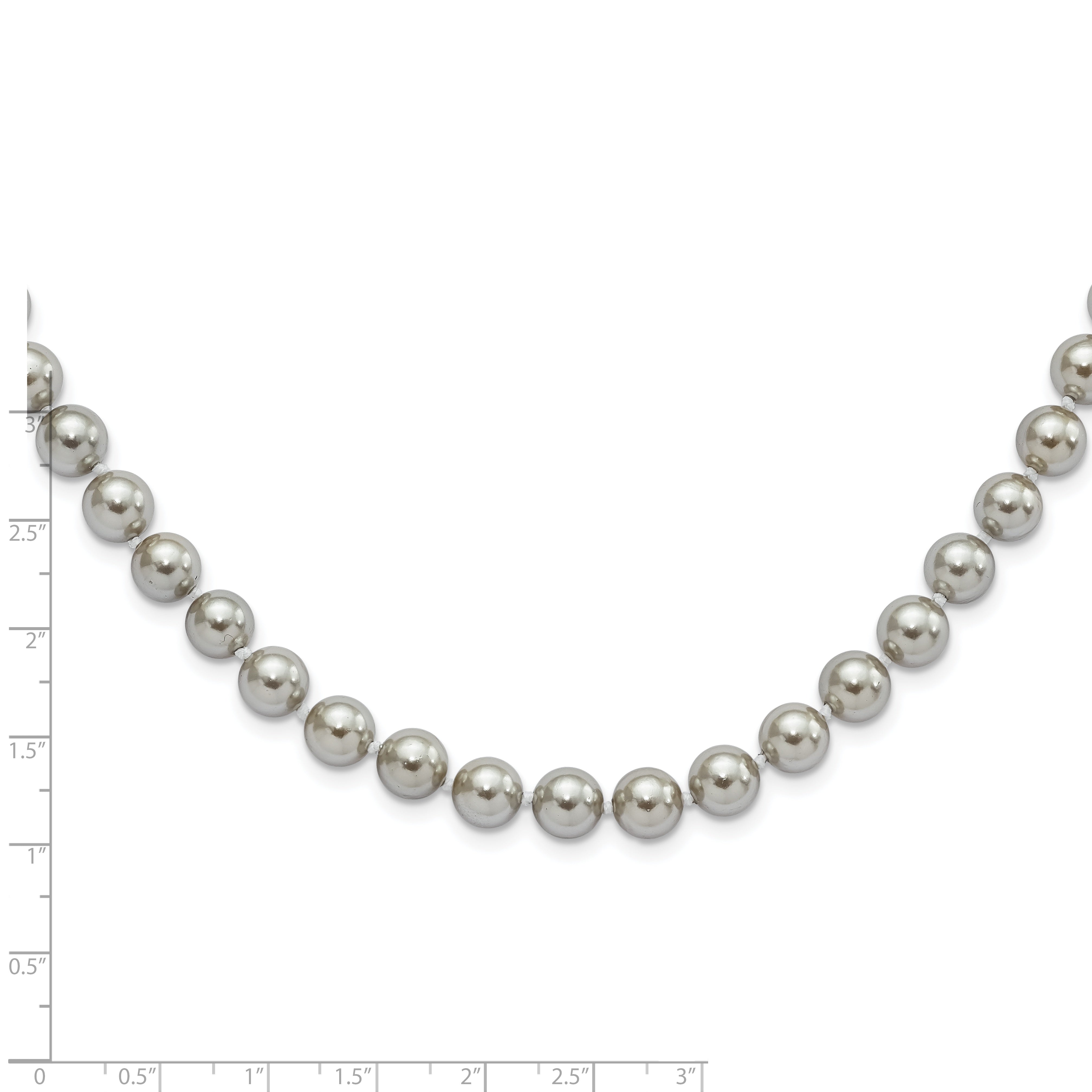 Majestic Sterling Silver Rhodium-plated 8-9mm Grey Imitation Shell Pearl Hand-knotted Necklace