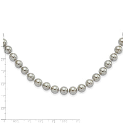 Majestic Sterling Silver Rhodium-plated 8-9mm Grey Imitation Shell Pearl Hand-knotted Necklace