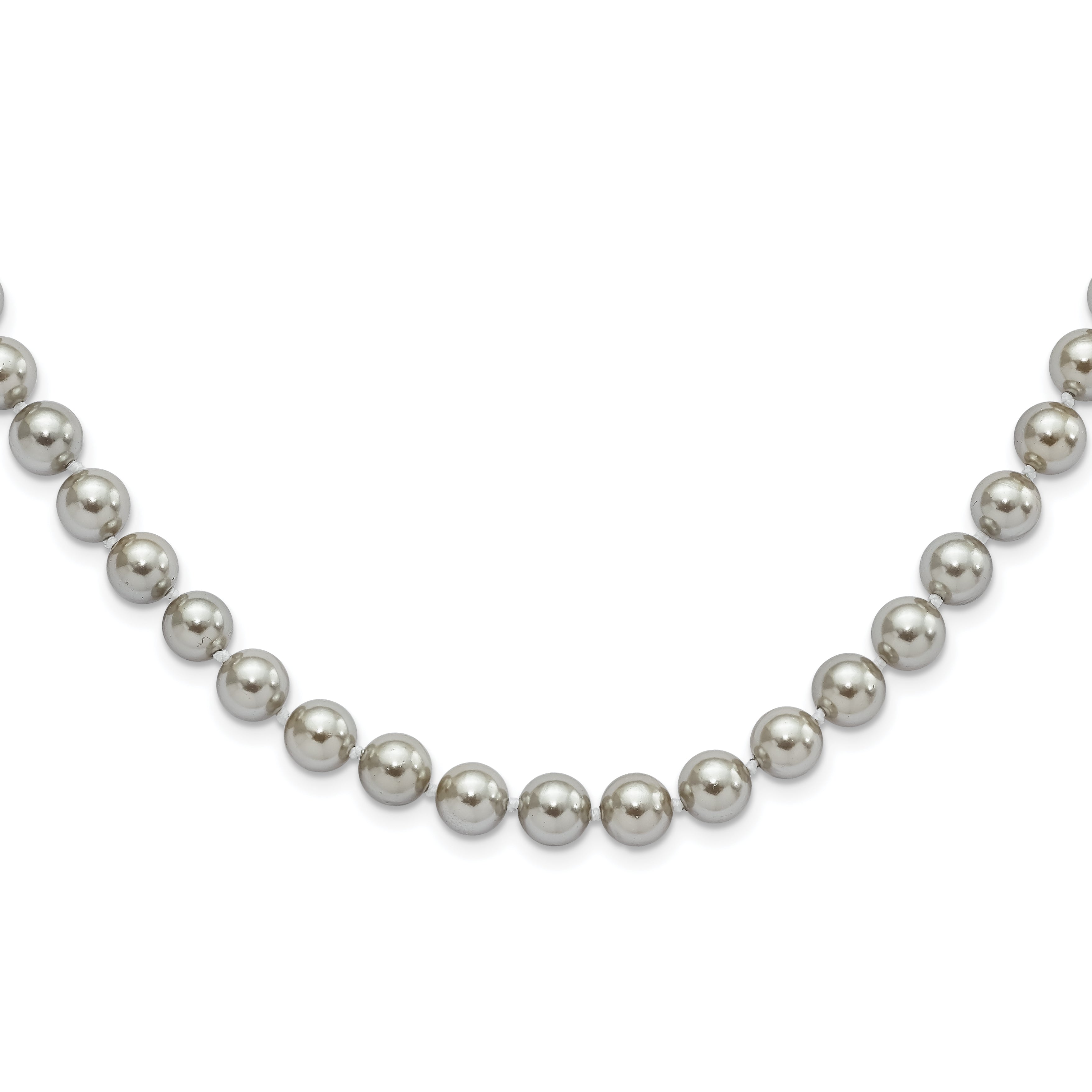 Majestic Sterling Silver Rhodium-plated 8-9mm Grey Imitation Shell Pearl Hand-knotted Necklace