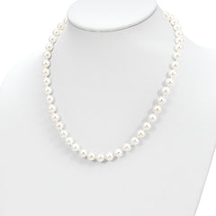 Majestic Sterling Silver Rhodium-plated 8-9mm White Imitation Shell Pearl Hand-knotted Necklace