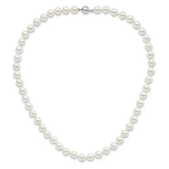 Majestic Sterling Silver Rhodium-plated 8-9mm White Imitation Shell Pearl Hand-knotted Necklace