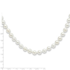 Majestic Sterling Silver Rhodium-plated 8-9mm White Imitation Shell Pearl Hand-knotted Necklace