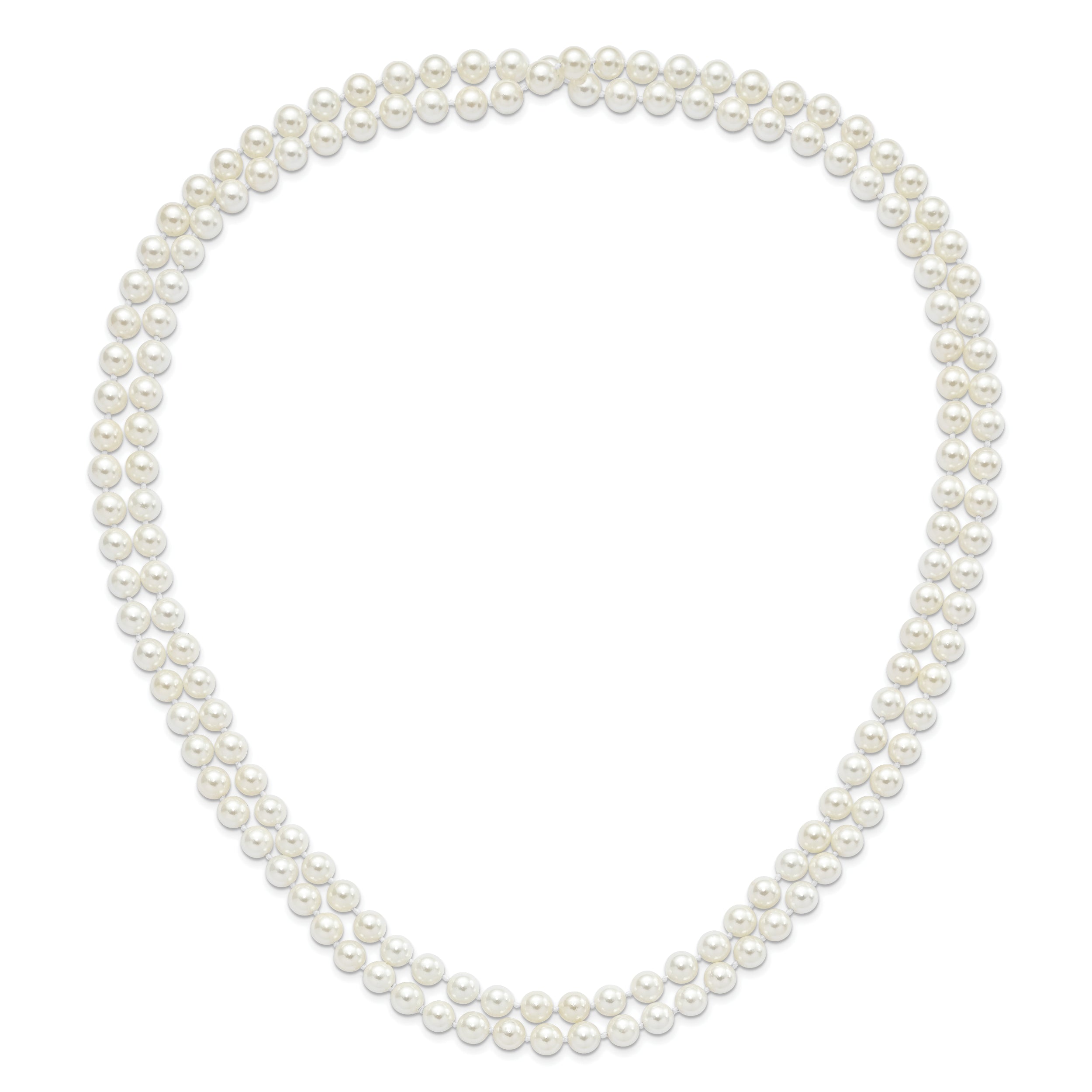 Majestik 8-9mm White Imitation Shell Pearl Hand-knotted Endless Slip-on Necklace