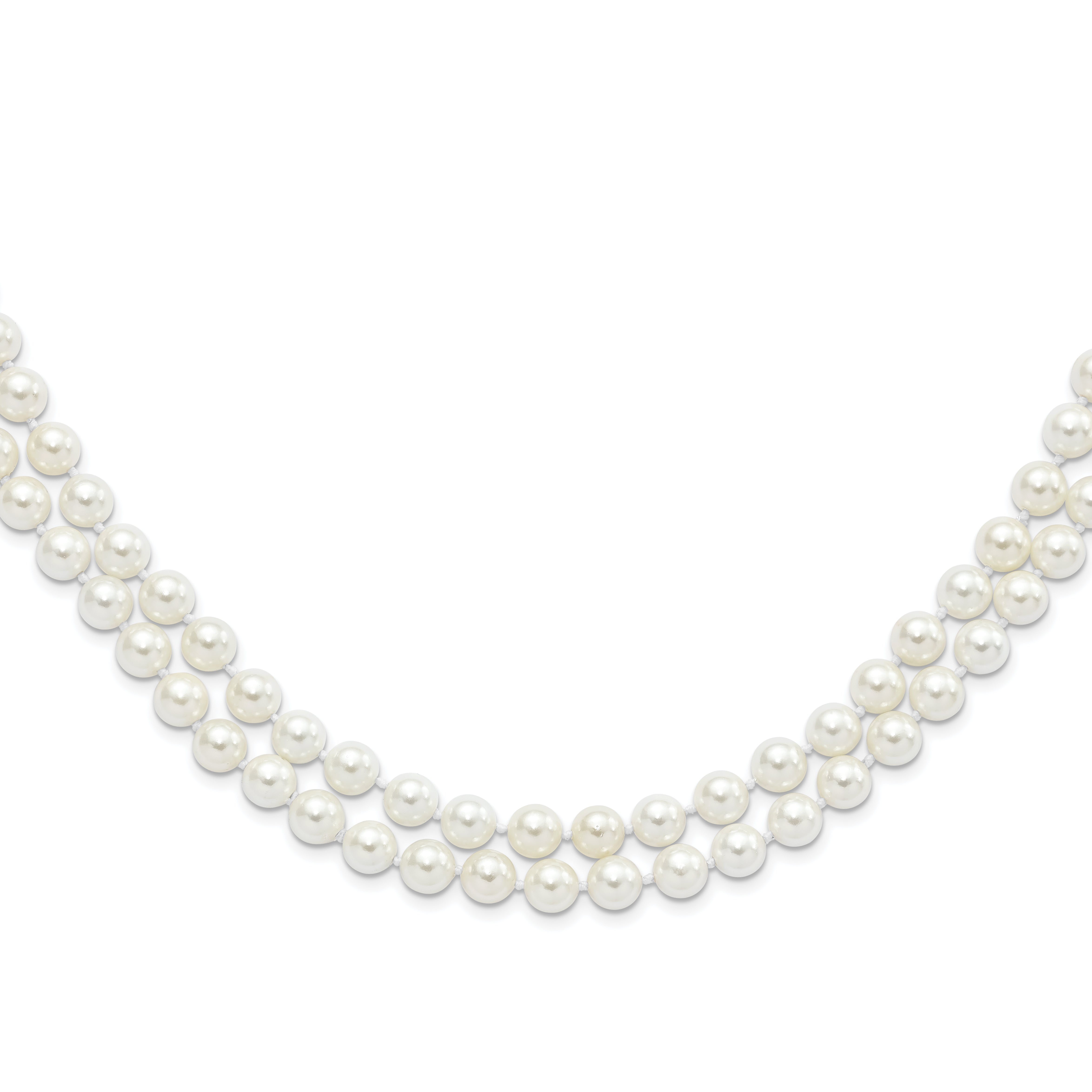 Majestik 8-9mm White Imitation Shell Pearl Hand-knotted Endless Slip-on Necklace