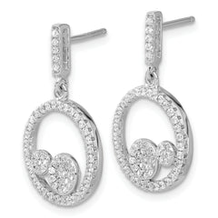 Sterling Silver & CZ Brilliant Embers Circles Dangle Post Earrings