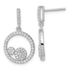 Sterling Silver & CZ Brilliant Embers Circles Dangle Post Earrings