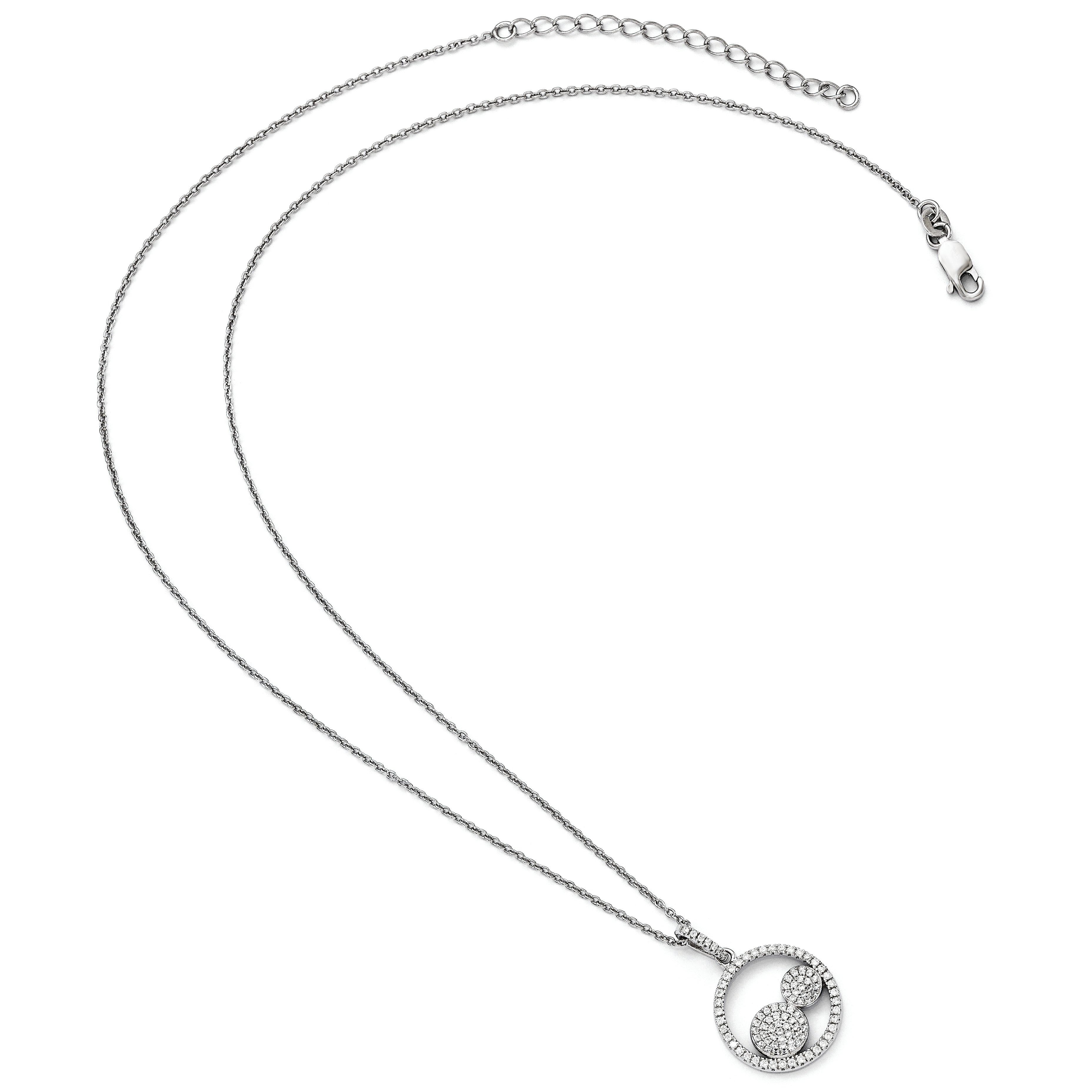 Sterling Silver & CZ Brilliant Embers Circles w/ 2in ext Necklace