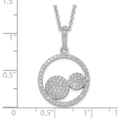 Sterling Silver & CZ Brilliant Embers Circles w/ 2in ext Necklace