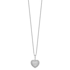 Brilliant Embers Sterling Silver Rhodium-plated 170 Stone 18 inch Micro Pav‚ CZ Heart Necklace with 2 Inch Extender