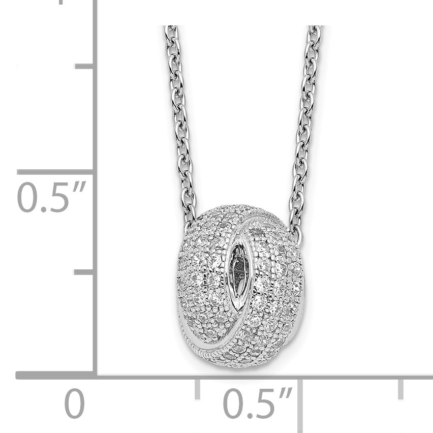 Brilliant Embers Sterling Silver Rhodium-plated 122 Stone 18 inch Micro Pav‚ CZ Love Knot Necklace with 2 Inch Extender