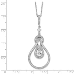 Brilliant Embers Sterling Silver Rhodium-plated 109 Stone 18 inch Micro Pav‚ CZ Polished Necklace with 2 Inch Extender