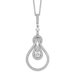 Brilliant Embers Sterling Silver Rhodium-plated 109 Stone 18 inch Micro Pav‚ CZ Polished Necklace with 2 Inch Extender