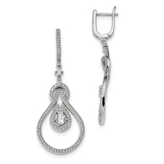 Sophia Jewelers 925 Sterling Silver CZ Hinged Hoop Earrings