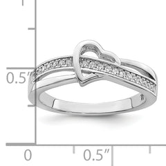 Brilliant Embers Sterling Silver Rhodium-plated 20 Stone Micro Pav‚ CZ Heart Ring