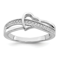 Brilliant Embers Sterling Silver Rhodium-plated 20 Stone Micro Pav‚ CZ Heart Ring