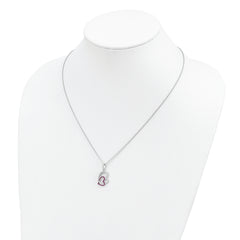 Brilliant Embers Sterling Silver Rhodium-plated 62 Stone 18 inch Micro Pav‚ Red and White CZ Heart Necklace with 2 Inch Extender