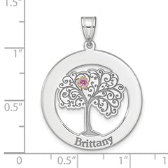 Sterling Silver/Rhod-plated 1 Birthstone with 14k Bezel Family Pendant