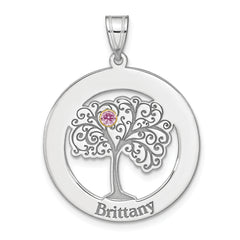 Sterling Silver/Rhod-plated 1 Birthstone with 14k Bezel Family Pendant