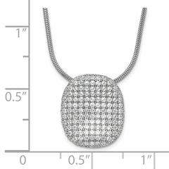 Sterling Silver Rhodium-Plated CZ Brilliant Embers Pave Oval Necklace